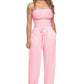 Off Shoulder Solid Color Smocked Jumpsuit