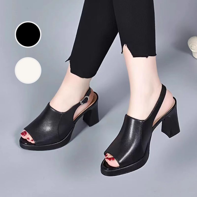 Stylish and Comfortable High Heel Leather Sandals for Women