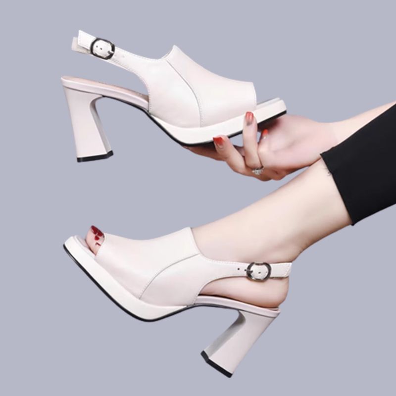 Stylish and Comfortable High Heel Leather Sandals for Women