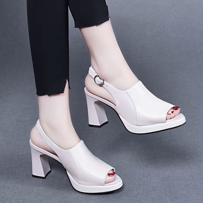 Stylish and Comfortable High Heel Leather Sandals for Women