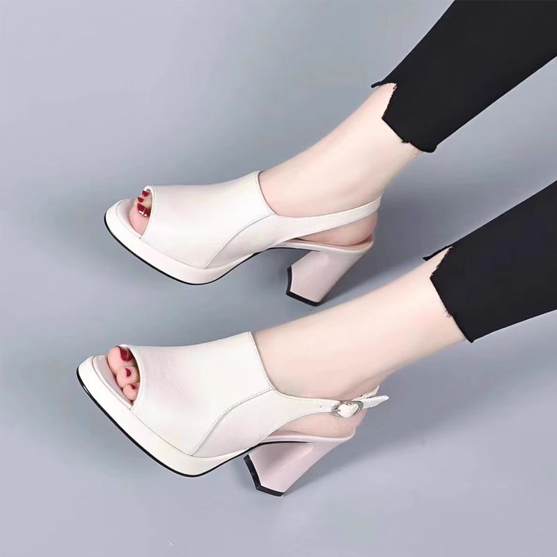 Stylish and Comfortable High Heel Leather Sandals for Women