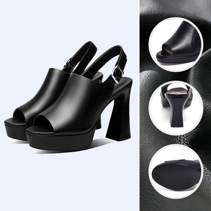 Stylish and Comfortable High Heel Leather Sandals for Women