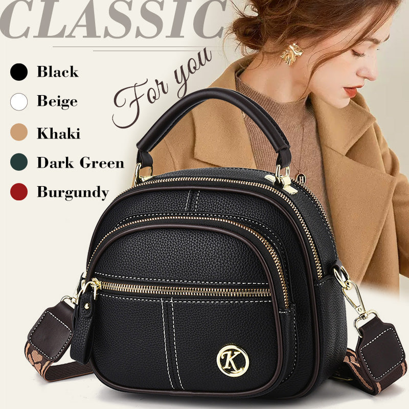 [Best Gift for Her] Classic Multifunctional Compartments Adjustable Wide Shoulder Strap PU Leather Crossbody Bag