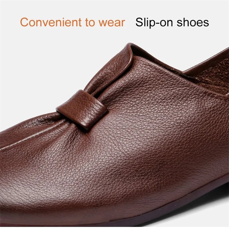 Low-Heeled Soft Sole Leather Shoes