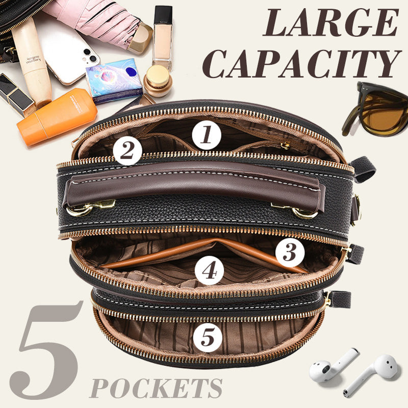 [Best Gift for Her] Classic Multifunctional Compartments Adjustable Wide Shoulder Strap PU Leather Crossbody Bag