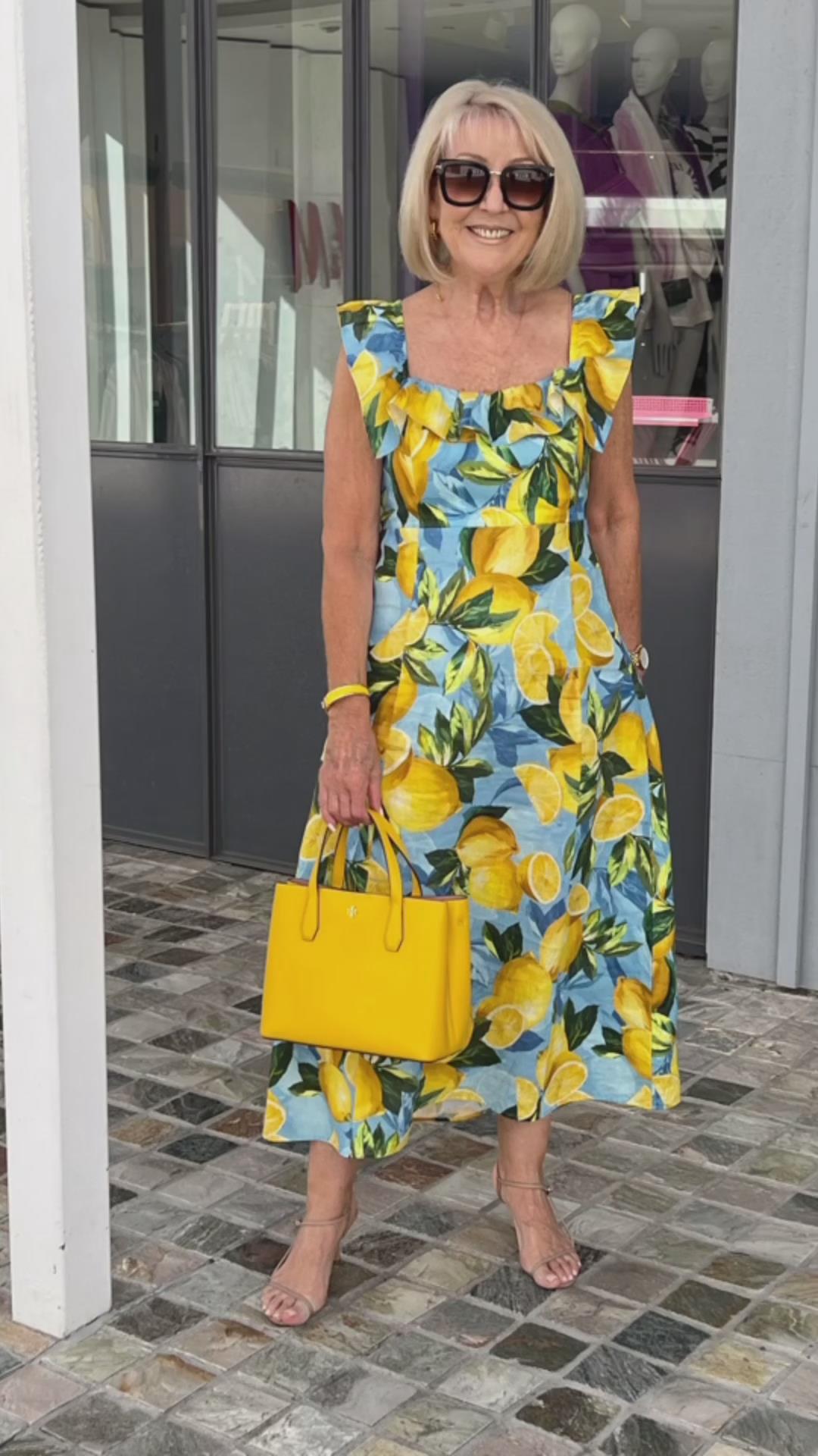 Oversized lemon print tunic dress