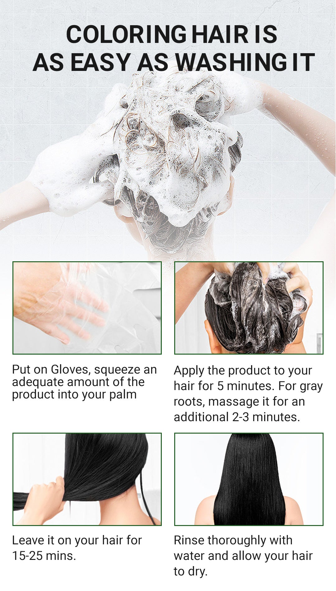 🌿🌿Pure Plant Extract For Grey Hair Color Bubble Dye