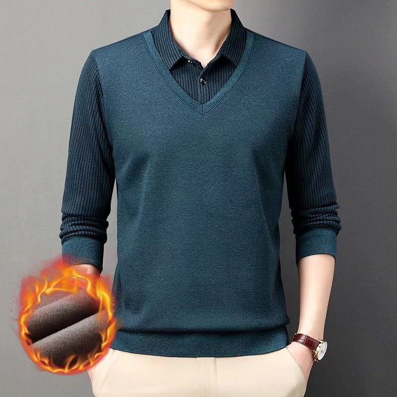 🔥[45% OFF] 🔥Men's Fake 2-Piece Knitted Shirt