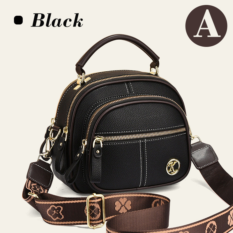 [Best Gift for Her] Classic Multifunctional Compartments Adjustable Wide Shoulder Strap PU Leather Crossbody Bag