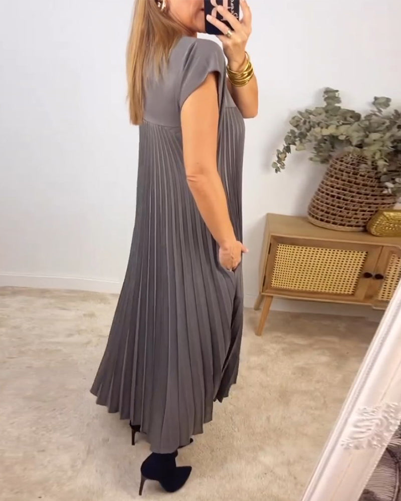 🔥48% OFF🔥Sleeveless pleated simple solid colour dress