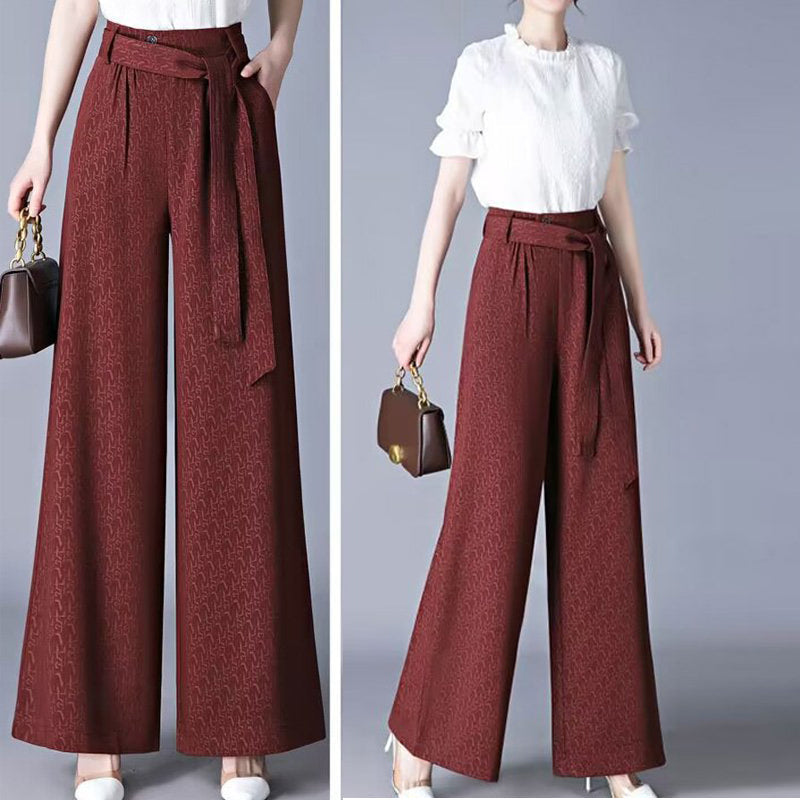 Fashionable draping wide leg pants