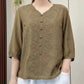 👚2024 retro embroidered linen V-neck loose top （50% OFF）