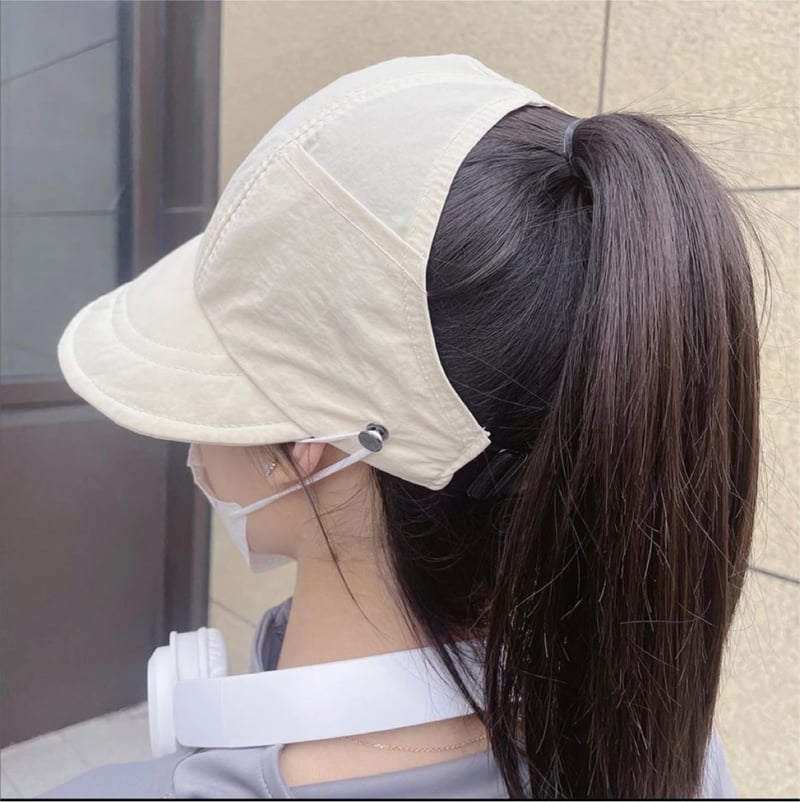 Women’s Adjustable Ponytail Sun Cap with Pocket