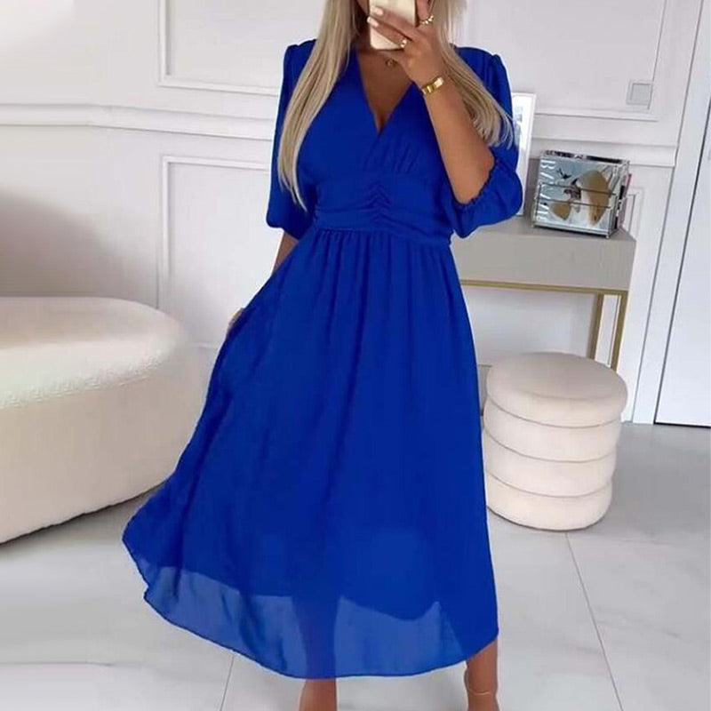 🎁Hot Sale 38% Off🔥Women's V-neck Lightweight Chiffon Dresses