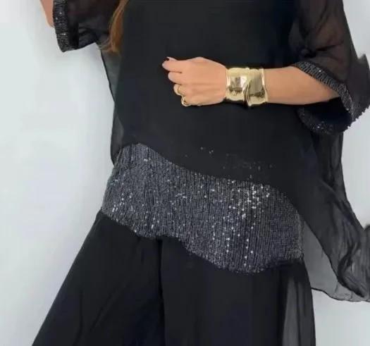 Summer chiffon sequined casual suit for women