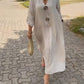 Casual V-neck Cotton and Linen Dress
