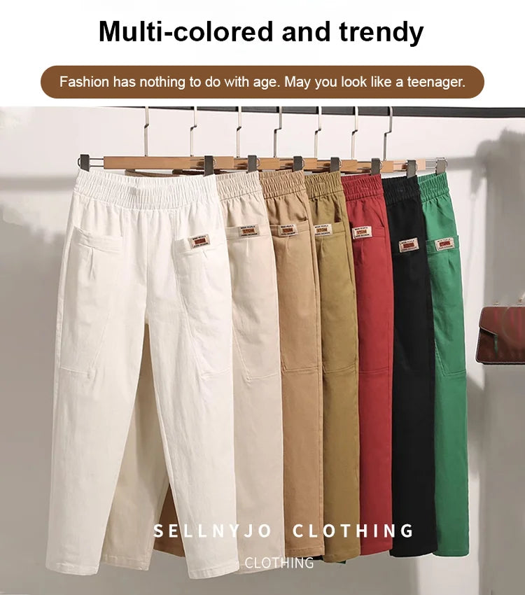 Women's Elastic Waist Cotton Pants