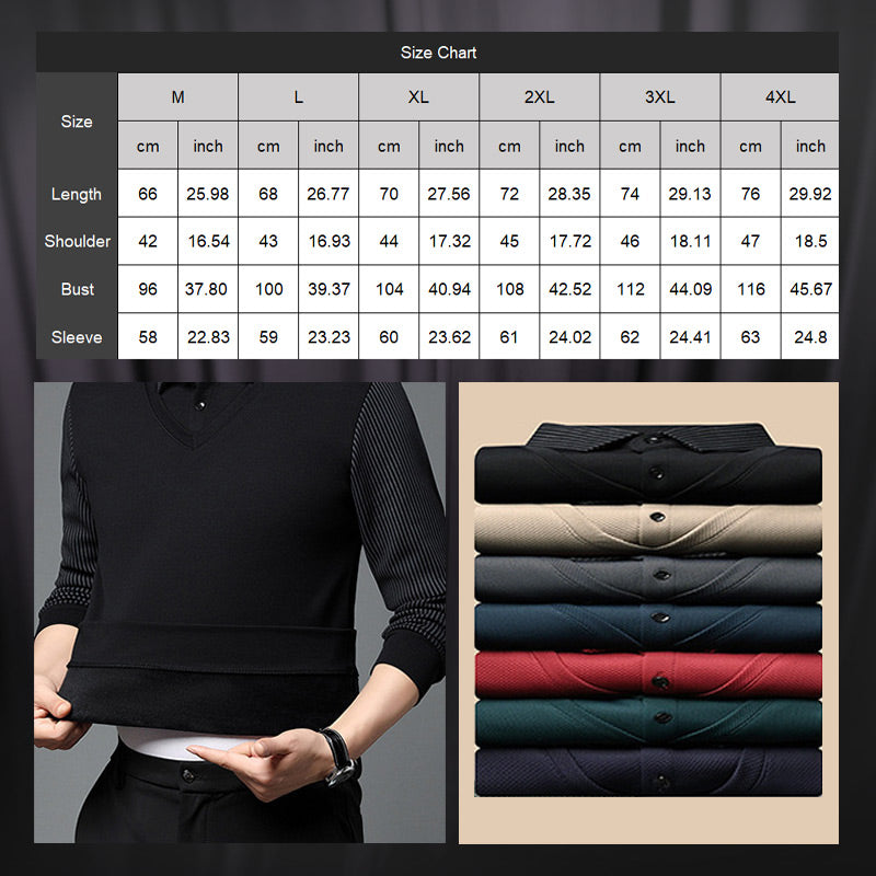 💥Buy 2 Free shipping💕Men's Lapel Faux Two-Piece Knitted Shirt