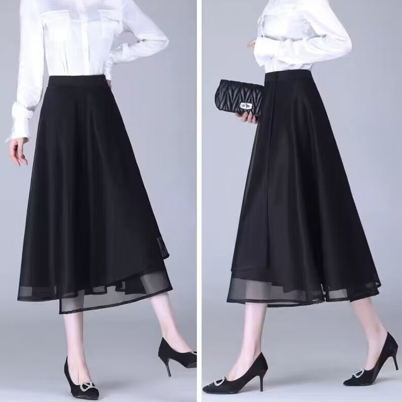 High-Waisted Tulle Midi Skirt