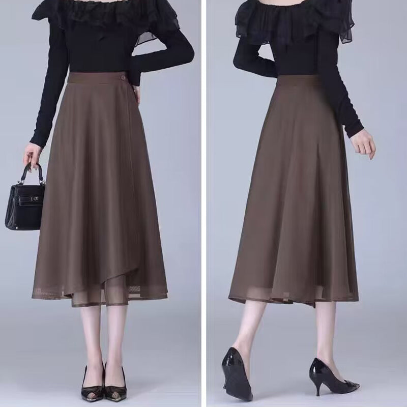 High-Waisted Tulle Midi Skirt