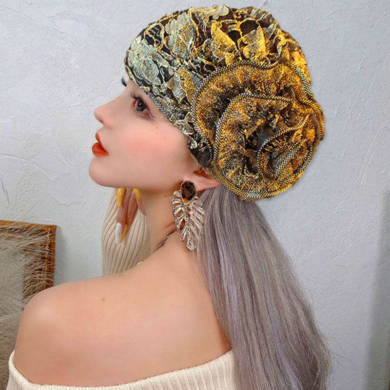 Unique Floral Breathable Lace Headscarf