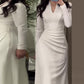 Graceful Slim Long-sleeve Pleated Dress（50% OFF）