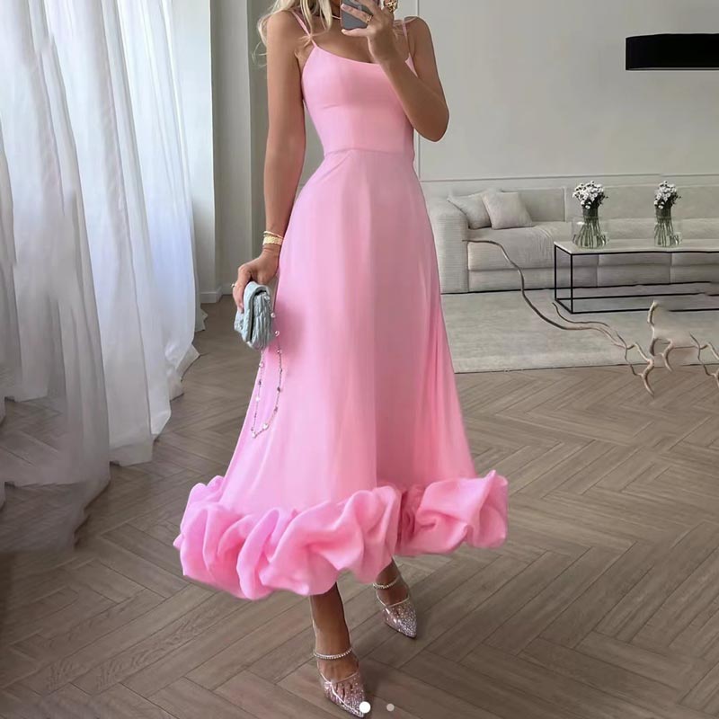 Women’s Fashionable Halter Large Swing Hem A-line Dress