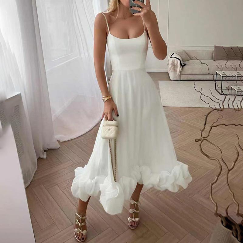 Women’s Fashionable Halter Large Swing Hem A-line Dress