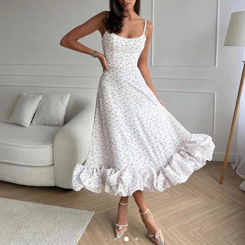 Women’s Fashionable Halter Large Swing Hem A-line Dress