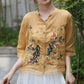 Women's Loose Fit Embroidered Button Down Top