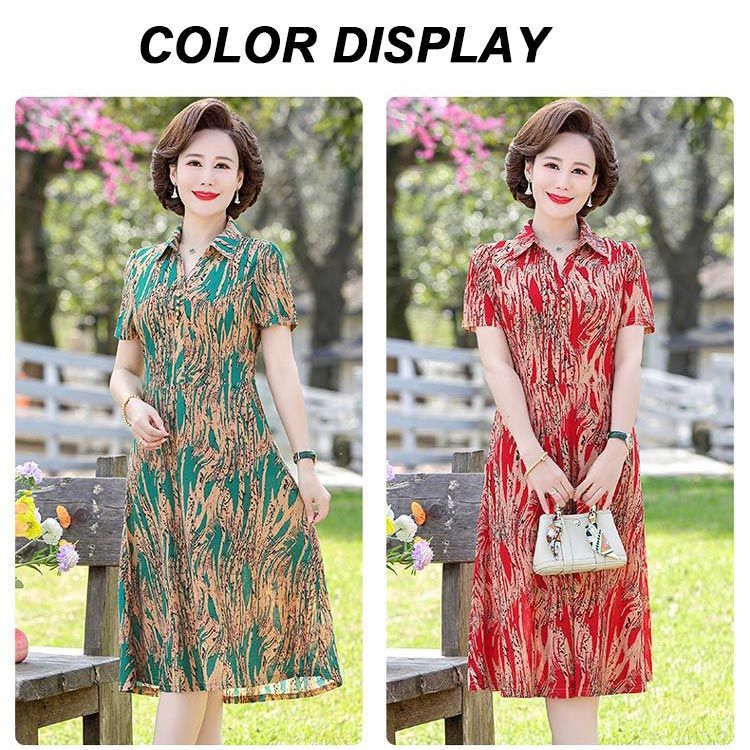 Women’s Fashionable Lapel Short-sleeve Dress with Pockets