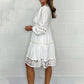 Women's White Vintage Hollow Out Lace V-Neck Dress（50% OFF）