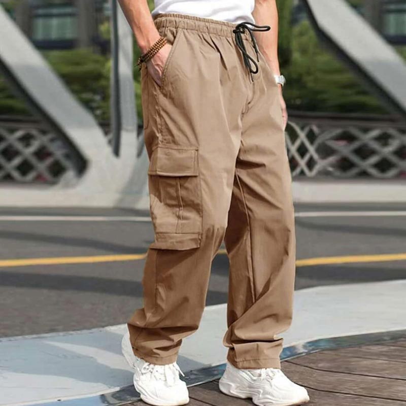 Men’s Loose Fit Casual Pants with Multiple Pockets