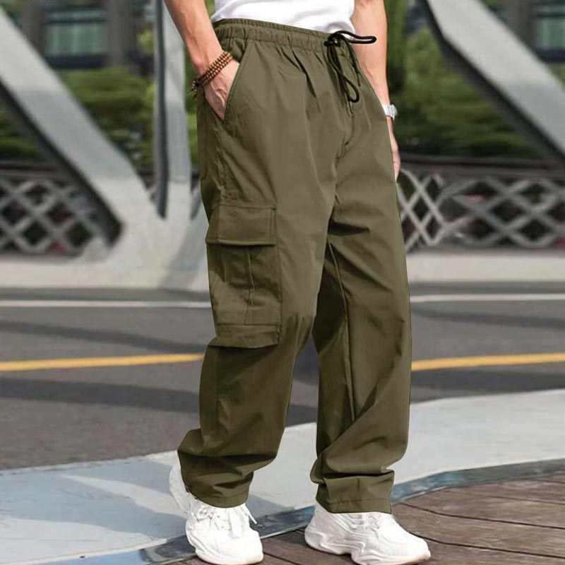 Men’s Loose Fit Casual Pants with Multiple Pockets