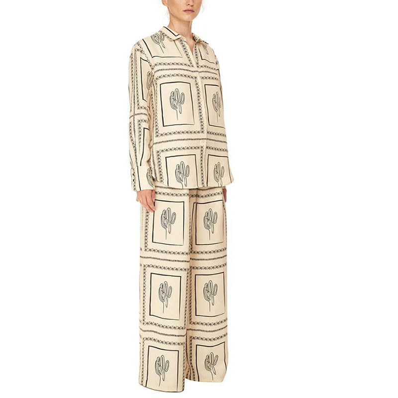 While supplies last! 🎁Women's Geometric Print 2-Piece Set - Shirt and Wide Leg Pants