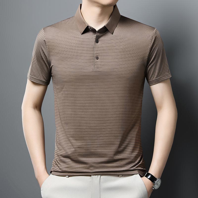 Men’s Casual Ice Silk Lapel T-shirt