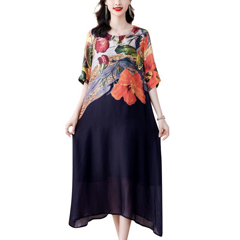 Women's Elegant Flowy Floral Print Plus Size Dress