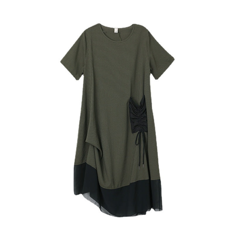 Women's Round Neck Patchwork Loose Dress