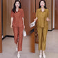 Casual Solid Color Short Sleeve Shirt & Ankle Pants 2 Piece Set