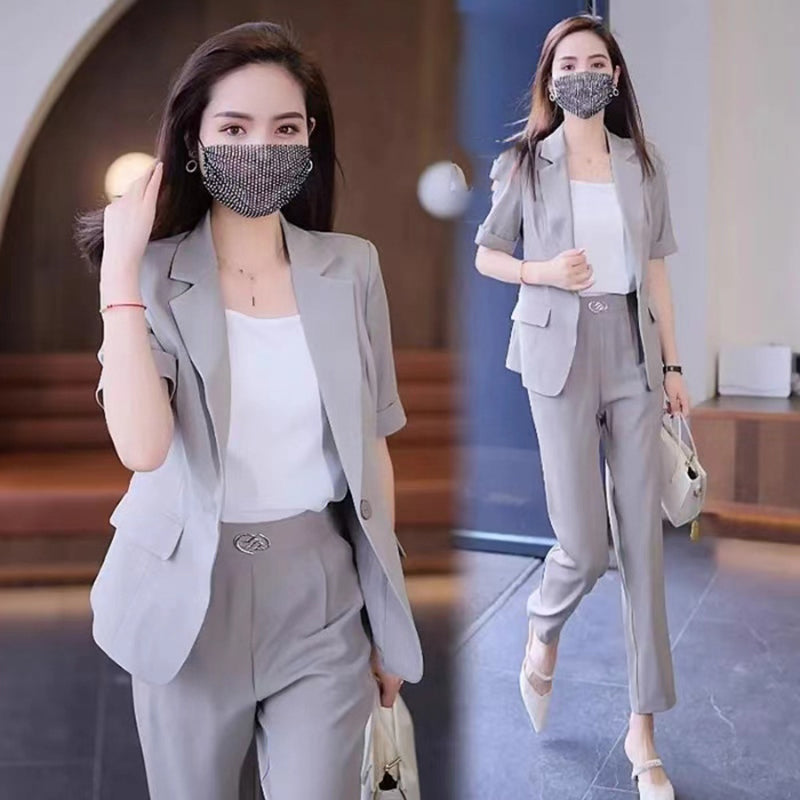 Women's Summer lightweight Suits Short Sleeve Blazer and Trousers