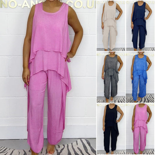 🔥LAST DAY SALE 40% OFF🔥Casual Sleeveless Loose Top and Pants Suit