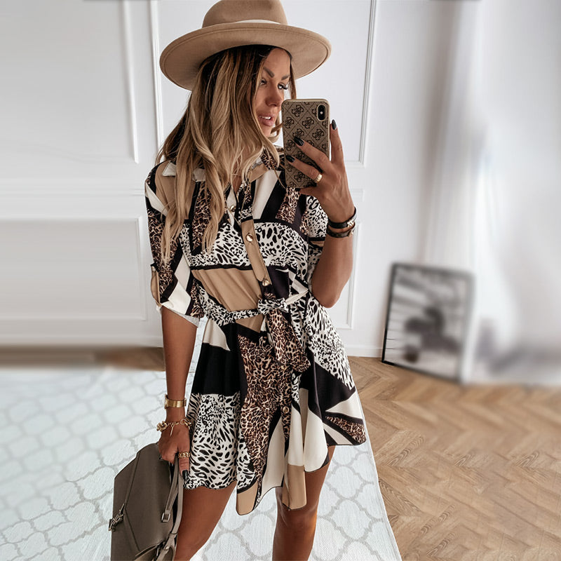 🔥Summer Sales🔥Animal Printed Short Shirts Dress for Women