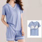 Loose V-Neck Pajamas Set with Chest Pads