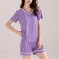 Loose V-Neck Pajamas Set with Chest Pads