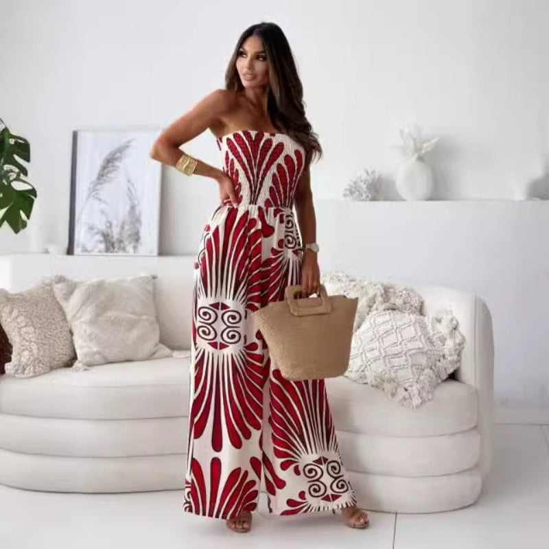 Off-Shoulder Sleeveless Jumpsuit with Wide Legs