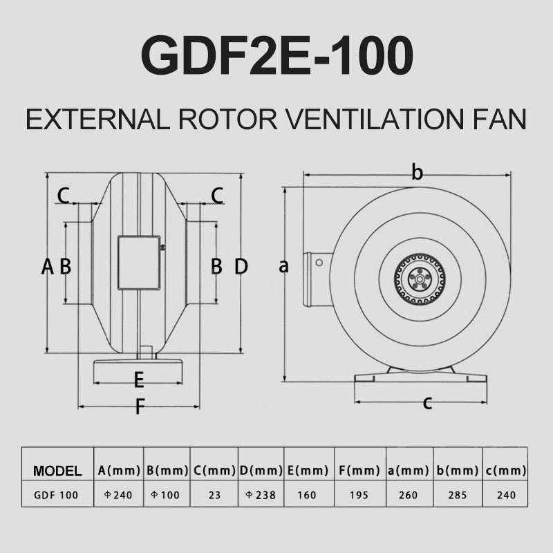 Low Noise Powerful Round Duct Ventilation Fan