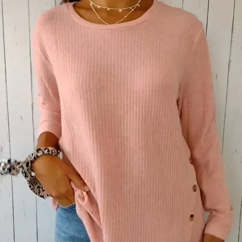 💥50% OFF 👚Women’s Casual Long Sleeve Solid Color Button T-Shirt