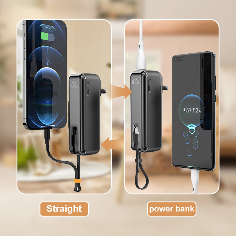 Fast Charging Mini Mobile Power with Plug & Cable