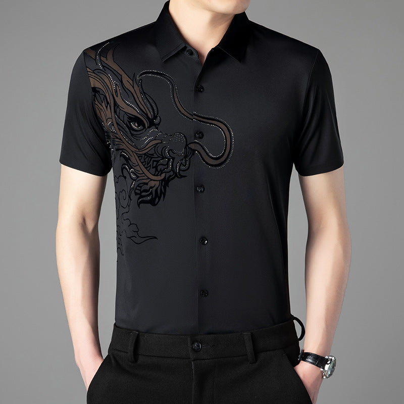 Men’s Business Casual Ice Silk Short Sleeve Shirt