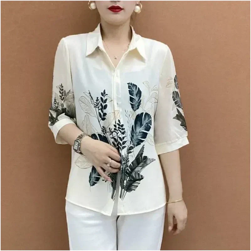 Women's Short-Sleeved Printed Thin Shirt